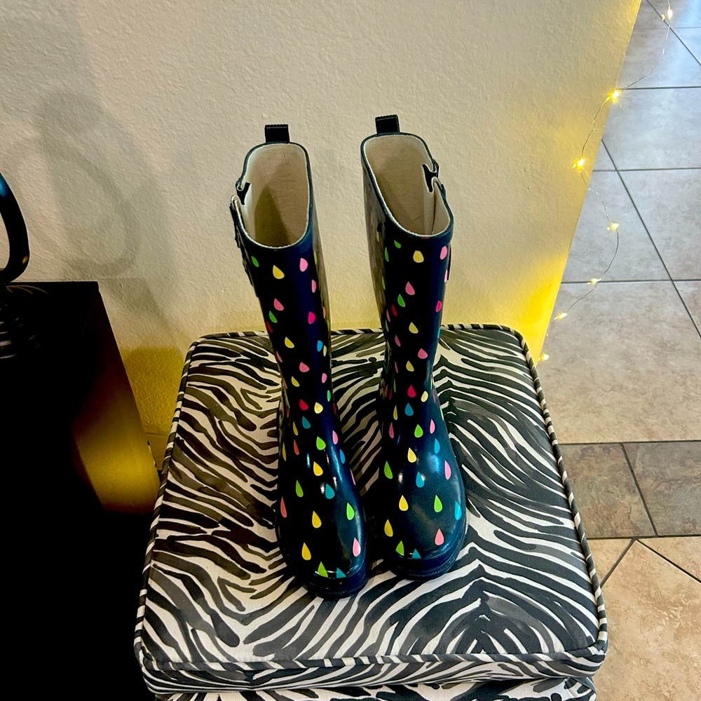 Western Chief Black Winter Rain Boots with Bold Design